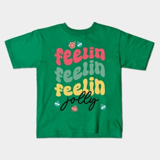 Feeling Jolly Christmas Colorful Text Kids T-Shirt